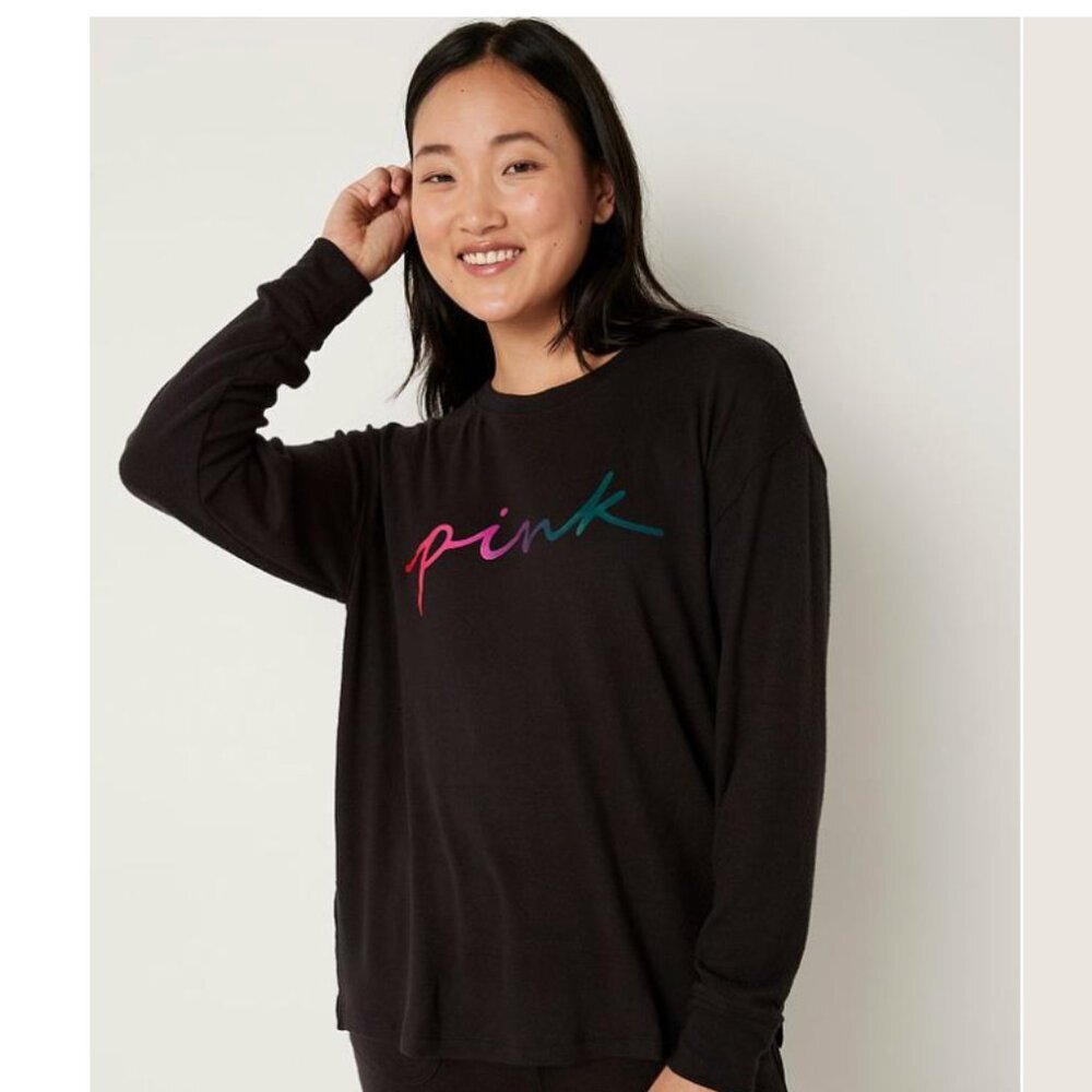 {Victoria's Secret | PINK} Cozy Long-Sleeve Sleep Shirt | Black ~ Size XS